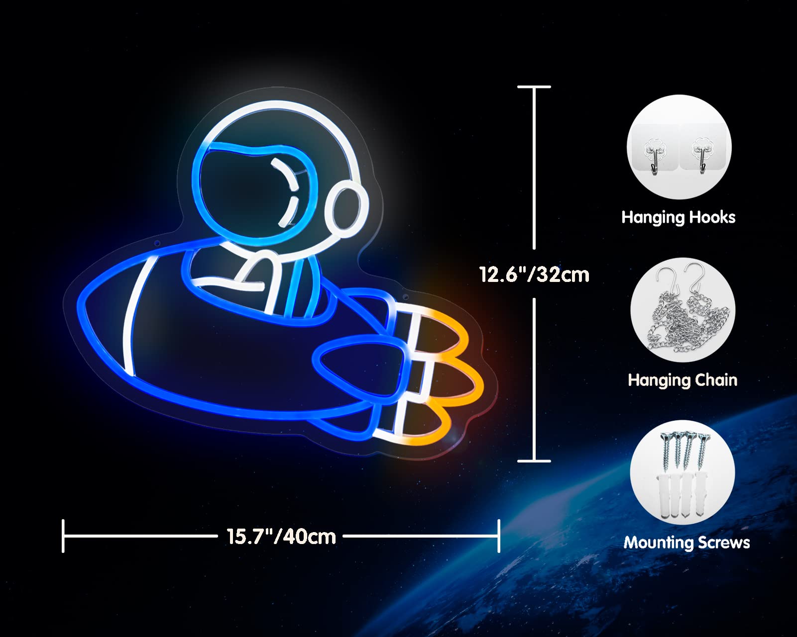 Amazon.co.jp: 宇宙飛行士 宇宙クラフト ネオンサイン 壁の装飾用 調光